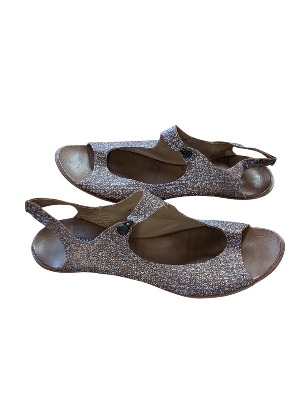 CYDWOQ Vintage Bronze Flat Slingback Sandals Size 41 - Picture 3 of 13